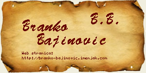 Branko Bajinović vizit kartica